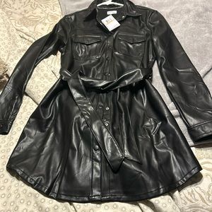 Leather look shirt dress new with tags
